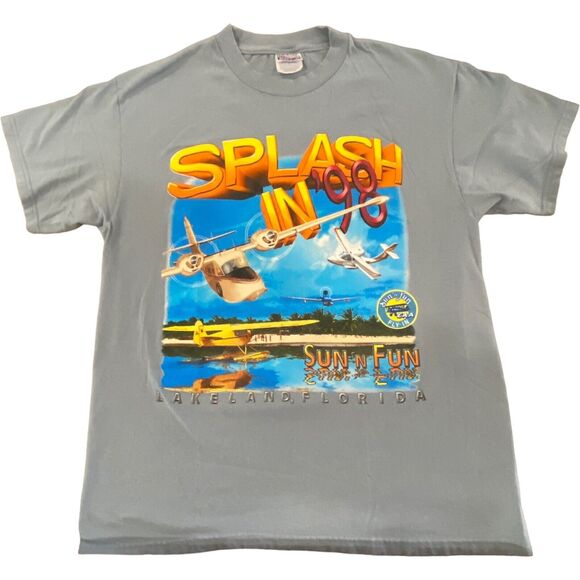 Vintage Airplane Splash In 1998 Single Stitch shirt Mens Size L Lakeland Florida - Picture 1 of 6